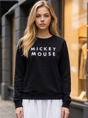 Frank & Oak Black Sweatshirt with Mustard Trim